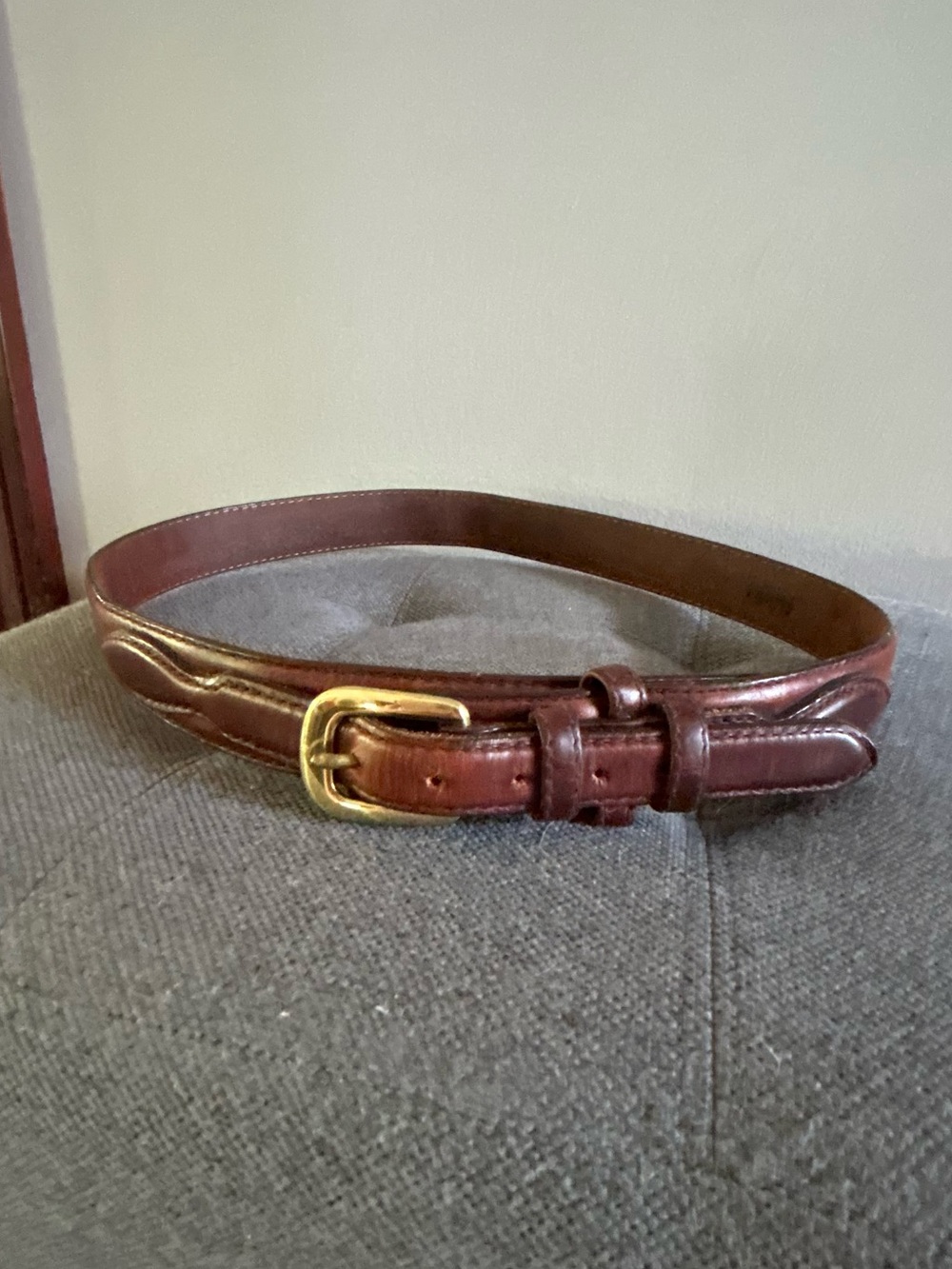 Vintage Cabela’s Brown Leather Belt Brass Buckle Size 32
